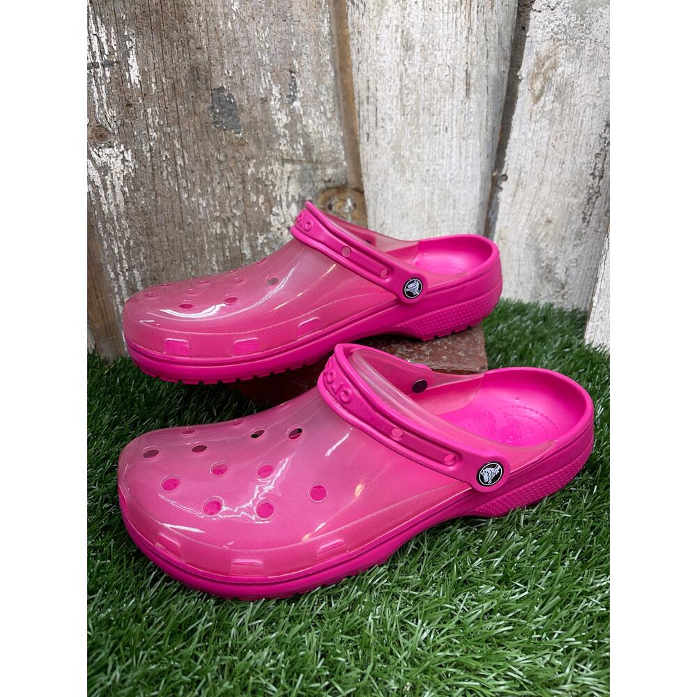 CROCS Transluscent Jelly Taffy Pink Men's 11 Clogs